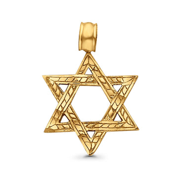 Real Beautiful Star of David Charm Pendant 14K Yellow Gold 1.2gram 17X15mm
